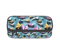 bmnaswt Origami Paper Cranes Print - Estuche para lápices de gran capacidad, bolsa de almacenamiento con cremallera con bolsillo de malla y ranuras para bolígrafos