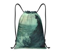 bmnaswt The Sea Witch - Bolsa con cordón con estampado inspirado en la bruja del mar, mochila plegable para gimnasio, playa, senderismo, gimnasio y recados diarios, Black, M, Mochilas de viaje