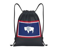 bmnaswt Wyoming State Flag Print - Mochila plegable con cordón para playa, senderismo, gimnasio y recados diarios, Black, M, Mochilas de viaje