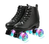 BMOZRM Doble Patines En Adulto for Mujeres Y Hombres Elegante Patinaje Cuatro Ruedas Exterior Deportes Regalo(Color:Black+Flash Wheel,Size:44 EU)
