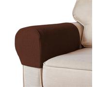 BMOZRM Elásticas Cubre Brazos Sofa Engrosadas Antiincrustantes Funda Reposabrazos Sofa Terciopelo A Cuadros Fundas para Sillón Juego De 2 Antideslizante Protector De Muebles(75-82cm/2pcs,Coffee)