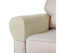 BMOZRM Elásticas Cubre Brazos Sofa Engrosadas Antiincrustantes Funda Reposabrazos Sofa Terciopelo A Cuadros Fundas para Sillón Juego De 2 Antideslizante Protector De Muebles(65-70cm/2pcs,Blanco)