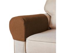BMOZRM Elásticas Cubre Brazos Sofa Engrosadas Antiincrustantes Funda Reposabrazos Sofa Terciopelo A Cuadros Fundas para Sillón Juego De 2 Antideslizante Protector De Muebles(75-82cm/2pcs,Brown)