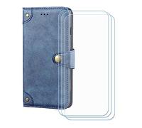 BMPNLSZ Case para Gigaset GS6 Pro +3 Cristal Templado - Azul-HZLD | HD Vidrio Templado Protector Pantalla , Función de Soporte Cover, Billetera Funda para Gigaset GS6 Pro (6,67")