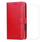 BMPNLSZ Flip Case para Energizer U683S + Cristal Templado, HD Vidrio Templado Protector Pantalla, Función de Soporte Cover, Billetera Funda (6,82") - Rojo-XHDSXT