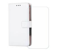BMPNLSZ Flip Case para Kyocera Qua Phone QZ + Cristal Templado, HD Vidrio Templado Protector Pantalla, Función de Soporte Cover, Billetera Funda (5,0") - Blanco-XHDSXT