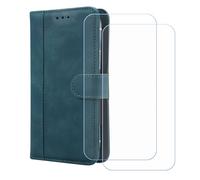 BMPNLSZ Flip Case para Lanix Ilium Alpha 5T + [2-Pack] Cristal Templado, HD Vidrio Templado Protector Pantalla, Función de Soporte Cover, Billetera Funda (6,55") - Azul-XHDFG