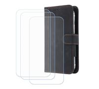 BMPNLSZ Flip Case para Leica Leitzphone Powered + [3-Pack] Cristal Templado, HD Vidrio Templado Protector Pantalla, Función de Soporte Cover, Billetera Funda (6,9") - Negro-XHDFG