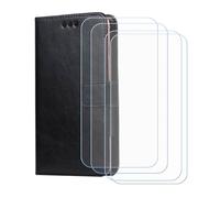 BMPNLSZ Flip Case para Leica Leitzphone Powered + [4-Pack] Cristal Templado, HD Vidrio Templado Protector Pantalla, Función de Soporte Cover, Billetera Funda (6,9") - Negro-XHDSXT