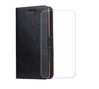 BMPNLSZ Flip Case para Leica Leitzphone Powered + Cristal Templado, HD Vidrio Templado Protector Pantalla, Función de Soporte Cover, Billetera Funda (6,9") - Negro-XHDSXT