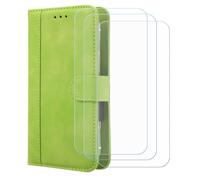 BMPNLSZ Flip Case para M-Horse Power 2 + [3-Pack] Cristal Templado, HD Vidrio Templado Protector Pantalla, Función de Soporte Cover, Billetera Funda (5,5") - Verde-XHDFG