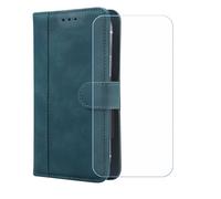 BMPNLSZ Flip Case para MaxCom MS601 + Cristal Templado, HD Vidrio Templado Protector Pantalla, Función de Soporte Cover, Billetera Funda (6,0") - Azul-XHDFG