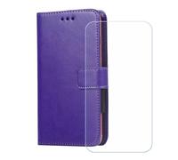 BMPNLSZ Flip Case para MaxCom MS601 + Cristal Templado, HD Vidrio Templado Protector Pantalla, Función de Soporte Cover, Billetera Funda (6,0") - Morado-XHDSXT