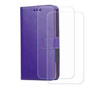 BMPNLSZ Flip Case para Mudita Kompakt + [2-Pack] Cristal Templado, HD Vidrio Templado Protector Pantalla, Función de Soporte Cover, Billetera Funda (4,3") - Morado-XHDSXT