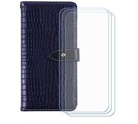 BMPNLSZ Flip Case para Ulefone Armor 34 Pro+ + [3-Pack] Cristal Templado, HD Vidrio Templado Protector Pantalla, Función de Soporte Cover, Billetera Funda (6,95") - SAzul-HZEY