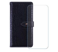 BMPNLSZ Flip Case para Ulefone RugKing + Cristal Templado, HD Vidrio Templado Protector Pantalla, Función de Soporte Cover, Billetera Funda (5,99") - Negro-HZEY