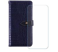 BMPNLSZ Flip Case para Ulefone RugKing + Cristal Templado, HD Vidrio Templado Protector Pantalla, Función de Soporte Cover, Billetera Funda (5,99") - SAzul-HZEY