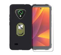 BMPNLSZ Funda para Cubot Kingkong Mini 4 + Verde Anillo de Soporte Giratorio Desmontable de 360°, Negro Suave Silicona Carcasa Caso Case + Cristal Templado Film Vidrio