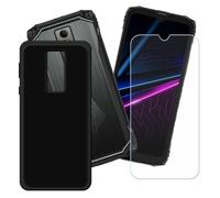 BMPNLSZ Funda para Doogee Blade 10 Energy Screen Protector, Negro Suave Silicona TPU Canica Carcasa Caso Case + Cristal Templado Film Vidrio (6,56")