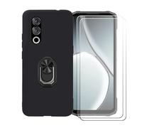BMPNLSZ Funda para Doogee Blade 10 MAX (6,56") + Negro Anillo de Soporte Giratorio Desmontable de 360°, Negro Suave Silicona Carcasa Caso Case + [2 Piezas] Cristal Templado Film Vidrio