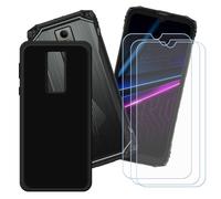 BMPNLSZ Funda para Doogee Blade 10 Pro Energy Screen Protector, Negro Suave Silicona TPU Canica Carcasa Caso Case + [3 Piezas] Cristal Templado Film Vidrio (6,56")