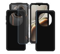 BMPNLSZ Funda para Doogee Fire 7 Screen Protector, 2 Piezas Negro Suave Silicona TPU Canica Carcasa Caso Case + Cristal Templado Film Vidrio (6,56")