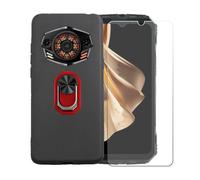 BMPNLSZ Funda para Doogee S Punk (6,58") + Rojo Anillo de Soporte Giratorio Desmontable de 360°, Negro Suave Silicona Carcasa Caso Case + Cristal Templado Film Vidrio
