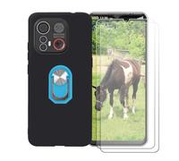 BMPNLSZ Funda para Emporia ME 6 + Azul Anillo de Soporte Giratorio Desmontable de 360°, Negro Suave Silicona Carcasa Caso Case + [2 Piezas] Cristal Templado Film Vidrio