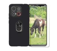 BMPNLSZ Funda para Emporia ME 6 + Negro Anillo de Soporte Giratorio Desmontable de 360°, Negro Suave Silicona Carcasa Caso Case + Cristal Templado Film Vidrio