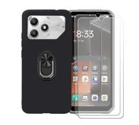 BMPNLSZ Funda para FairPhone 6++Negro Anillo+2 Vidrio Templado | Anillo de Soporte Giratorio Desmontable de 360° , Negro Funda de teléfono Silicona Carcasa, 2 Protector de cristal (6,31")