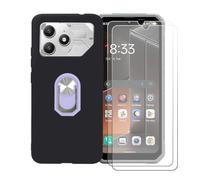 BMPNLSZ Funda para FairPhone 6++Púrpura Anillo+2 Vidrio Templado | Anillo de Soporte Giratorio Desmontable de 360° , Negro Funda de teléfono Silicona Carcasa, 2 Protector de cristal (6,31")