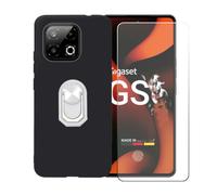 BMPNLSZ Funda para Gigaset GS6 Pro+Blanco Anillo+Vidrio Templado