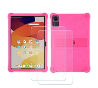 BMPNLSZ Funda para Lenovo Tab K11 Gen2, Cover Suave Silicona TPU Carcasa Caso Protectora Case + 2 Cristal Templado Film Vidrio Protector de Pantalla (11,0") - Rosa