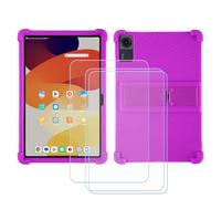 BMPNLSZ Funda para Lenovo Tab K11 Gen2, Cover Suave Silicona TPU Carcasa Caso Protectora Case + 3 Cristal Templado Film Vidrio Protector de Pantalla (11,0") - Morado