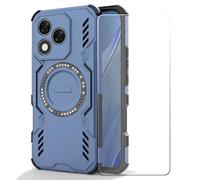 BMPNLSZ Funda para Motorola Edge 60 Fusion, Absorción magnética Carcasa Caso + Cristal Templado Film Vidrio Protector de Pantalla (6,7")-ZGDJ - Azul