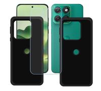 BMPNLSZ Funda para Motorola Edge 70 Fusion Screen Protector, 2 Piezas Negro Suave Silicona TPU Canica Carcasa Caso Case + Cristal Templado Film Vidrio (6,8")