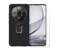 BMPNLSZ Funda para Nubia Focus Pro 5G (6,72") + Negro Anillo de Soporte Giratorio Desmontable de 360°, Negro Suave Silicona Carcasa Caso Case + Cristal Templado Film Vidrio