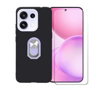 BMPNLSZ Funda para OPPO Reno16 Pro 5G+Púrpura Anillo+Vidrio Templado | Anillo de Soporte Giratorio Desmontable de 360° , Negro Funda de teléfono Silicona Carcasa, Protector de pantalla (6,32")
