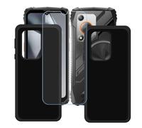 BMPNLSZ Funda para Oscal Marine 1 Screen Protector, 2 Piezas Negro Suave Silicona TPU Canica Carcasa Caso Case + Cristal Templado Film Vidrio (6,56")