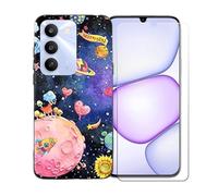 BMPNLSZ Funda para Realme C100 5G, Suave Silicona TPU Canica Carcasa Caso Case + Cristal Templado Film Vidrio Protector de Pantalla para Realme C100 5G - OYLLM38