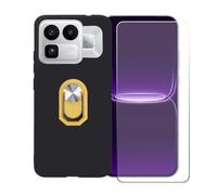 BMPNLSZ Funda para Realme Neo8 5G + Amarillo Anillo de Soporte Giratorio Desmontable de 360°, Negro Suave Silicona Carcasa Caso Case + Cristal Templado Film Vidrio