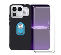 BMPNLSZ Funda para Realme Neo8 5G + Azul Anillo de Soporte Giratorio Desmontable de 360°, Negro Suave Silicona Carcasa Caso Case + [2 Piezas] Cristal Templado Film Vidrio