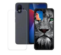 BMPNLSZ Funda para TCL K70 SE, Cover Suave Silicona TPU Carcasa Caso Protectora Case + Cristal Templado Film Vidrio Protector de Pantalla para (6,56") - WZ13