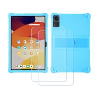 BMPNLSZ Funda para TCL Tab 10L Gen4 8486A, Cover Suave Silicona TPU Carcasa Caso Protectora Case + 2 Cristal Templado Film Vidrio Protector de Pantalla (10,1") - Azu2
