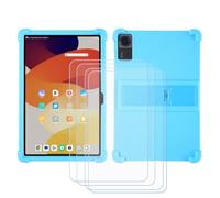 BMPNLSZ Funda para TCL Tab 10L Gen4 8486A, Cover Suave Silicona TPU Carcasa Caso Protectora Case + 4 Cristal Templado Film Vidrio Protector de Pantalla (10,1") - Azu2