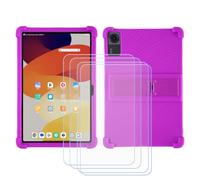 BMPNLSZ Funda para TCL Tab A1 NXTpaper + 4 Cristal Templado - Morado | Cover Suave Silicona TPU Carcasa Con Soporte Ajustable Caso Protectora Case + Film Vidrio Protector de Pantalla (11,0")