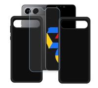 BMPNLSZ Funda para Tecno Spark GO 5G Screen Protector, 2 Piezas Negro Suave Silicona TPU Canica Carcasa Caso Case + Cristal Templado Film Vidrio (6,74")