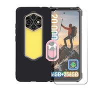 BMPNLSZ Funda para Ulefone RugKing 5 Pro + Rosa Anillo de Soporte Giratorio Desmontable de 360°, Negro Suave Silicona Carcasa Caso Case + Cristal Templado Film Vidrio