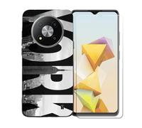 BMPNLSZ Funda para ZTE Blade A73 Pro 5G, Suave Silicona TPU Canica Carcasa Caso Case + Cristal Templado Film Vidrio Protector de Pantalla para ZTE Blade A73 Pro 5G - BST5