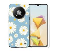 BMPNLSZ Funda para ZTE Blade A73 Pro 5G, Suave Silicona TPU Canica Carcasa Caso Case + Cristal Templado Film Vidrio Protector de Pantalla para ZTE Blade A73 Pro 5G - BST20